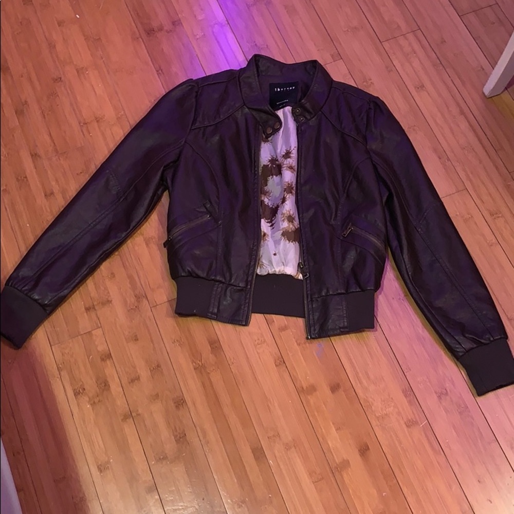 Brown leather coat